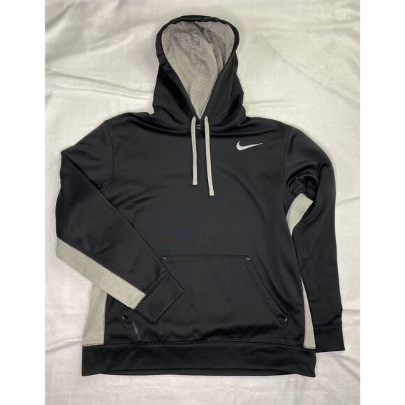 Nike Therma Fit Hoodie Black Gray Long Sleeve Pullover Mens Size Large - Picture 1 of 4
